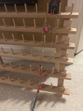 paparazzi Pink and Brown Beaded Feather Pendant Necklace